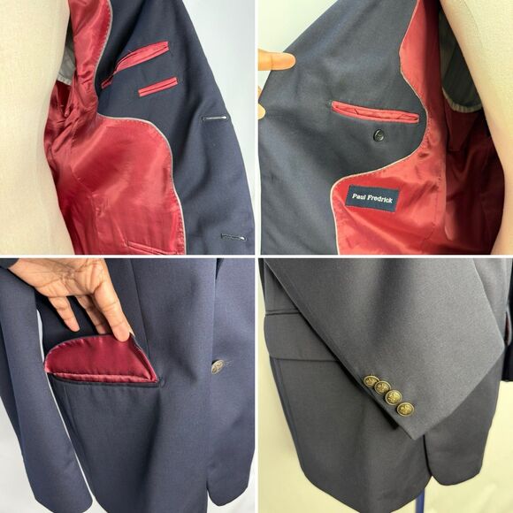 Paul Fredrick Blazer Sport Coat Mens Size 43R Black Jacket - Picture 7 of 16